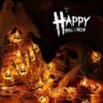 Toodour Halloween Pumpkin Lights – 2 Packs 30 LED Battery Operated Halloween Decorations String Lights (Orange Lights)