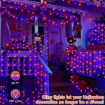 Ollny Halloween Lights Outdoor, 60 FT 180 LED Orange and Purple Halloween Decorations Lights, Waterproof String Fairy Lights Plug in, 8 Modes and Timer Lights for Party, Yard, Door, Christmas Decor