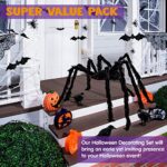 JOYIN Halloween Decorating Set, 30 Pcs 3D Bat Stickers, 3 Crows and 47” Giant Spider for DIY Wall Decal Bathroom Indoor Halloween Party Supplies Halloween Bats Wall Room Decor