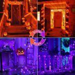 Extendable 2-Pack 66FT 200 LED Color Changing Halloween Lights ( Orange to Purple ), Halloween Decorations Outdoor Tree Lights with Timer & Memory Function & 9 Lighting Modes