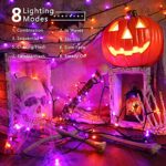 Brizled Purple & Orange Halloween Lights, 78.74ft 240 LED Halloween String Lights Connectable with Timer, 8 Modes Outdoor Halloween Lights, Plugin Mini Lights Waterproof for Outside Spooky Decoration