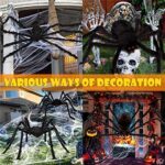 276″ Spider Webs Halloween Decorations Outdoor, 79″ Giant Spider 50″ Large Scary Fake Spider 100g Stretch Cobweb with 12 Small Spiders for Yard Lawn Home Clearance Party Haunted House Decor