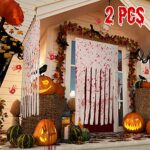 2 Pack Door Curtain Decoration with Bloody Drops Halloween Bloody Curtain Creepy Cloth Haunted House Horror Decoration for Halloween Theme Party