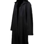 Cosplaysky Men’s Cloak for Jedi Robe Costume Halloween Tunic Hooded Uniform (Black, XXXX-Large)