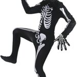 Halloween Skeleton Costume Kids with Gloves Bone Skull Outfit for Boys and Girls
