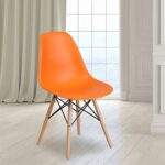 Flash Furniture Elon Series Orange Plastic Chair with Wooden Legs