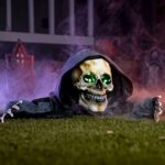 JOYIN 59″ Halloween Groundbreaker Decoration, Light up Skeleton Decorations with Creepy Sound for Halloween Outdoor, Lawn, Yard, Patio Decoration, Haunted House Decorations