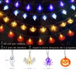 Set of 4 Halloween Decorations Lights Halloween String Lights Battery Operated Fairy Lights Spider Pumpkin Ghost Bat Lights with Each 20 LED for Outdoor Indoor Halloween Decorations, Party