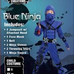 Spooktacular Creations Striking Blue Ninja Costume for Child Stealth Costume Halloween Kids Kung Fu Outfit (Small (5-7 yr))