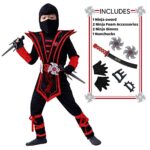 Spooktacular Creations Halloween Child Boy dress up costume Red Ninja Deluxe Costume (Small (5-7yr))