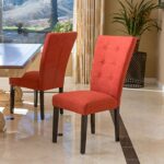 Christopher Knight Home Angelina Fabric KD Dining Chairs, 2-Pcs Set, Deep Orange