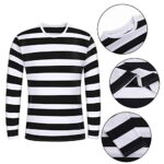 URATOT Halloween Robber Costume Set, Include Striped Long Sleeve T-shirt Knit Cap Gloves Canvas Bags and Eye Mask