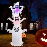 6FT Halloween Inflatables Terrible Spooky Overlap Ghost Blow Up Inflatables Clearance for Halloween Party Indoor, Outdoor, Yard, Garden, Lawn Decorations (Stacked Ghost)