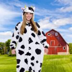 Adult Onesie Halloween Costume – Animal and Sea Creature – Plush One Piece Cosplay Suit for Adults, Women and Men FUNZIEZ! Cow