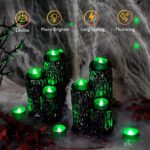 Homemory 24-Pack Eerie Green Tea Lights Battery Operated, Halloween Candle Tea Lights, Flameless Flickering Green Candles, Ideal for Halloween, Holiday Decor, Theme Party, Dia 1-2/5″ x H 1-1/4”