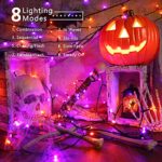 Brizled Halloween Lights String, 164FT 500 LED Halloween Lights, Outdoor Halloween Lights 8 Modes Waterproof, Plug in String Lights for Halloween Thanksgiving Party Tree Indoor Decor (Orange & Purple)