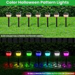 HAMOPY Solar Outdoor Lights?Outdoor Decor?Pathway Lights?Rustic Decor with Waterproof for Lawn, Patio, Yard, Garden. Colorful Halloween Decorations Outdoor Clearance,Black,8 PCS