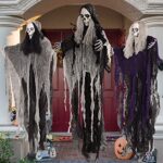 Mczan 3 Pack 53″ 31.5″ Halloween Hanging Grim Reapers Decorations, Hallomas Skeleton Ghost Haunted House Prop Décor, for Indoor Outdoor Scary Supplies