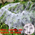 2 PACKS 1200sqft Halloween Spider Web Decorations with 60 Plastic Fake Spiders Stretchy Spider Webs for Halloween Outdoor Decorations, Scene Props, Indoor Spooky, Bar Haunted House Yard Garden Party