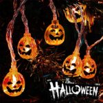 3D Halloween Lights Orange Pumpkin 20 Ft 30 LED String Lights Waterproof Dimmable 8 Modes with Remote & Timer Battery Operated Jack-O-Lantern Halloween Party Decoration for Indoor Outdoor IP65
