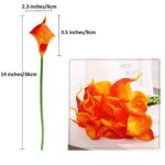30pcs Calla Lily Artificial Flowers, Real Touch Fake Flowers Wedding Bouquet Home Party Decor Easter Spring Home Dining Room Office Decoration(Orange, 14″ Tall).