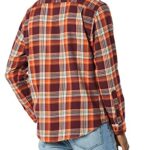Amazon Essentials Men’s Slim-Fit Long-Sleeve Two-Pocket Flannel Shirt, Orange/Burgundy, Plaid, Large