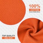 Homaxy 100% Cotton Dish Cloths, 12 x 12 Inches, Waffle Weave Super Soft and Absorbent Dish Towels Quick Drying Dish Rags, 8 Pack, Reddish Orange