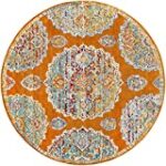 Rugs.com Paragon Collection Rug – 5 Ft Round Orange Medium-Pile Rug Perfect for Kitchens, Dining Rooms