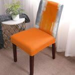 Chair Covers for Dining Room 6 Pack,Orange Gray Oil Painting Texture Abstract Artwork Removable Chair Slipcover Stretch Dining Chair Kitchen Decorative Seat Cover Protector Cover for Ceremony/Hotel