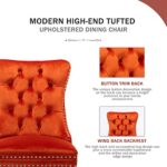 Kiztir Velvet Dining Chairs Set of 4, Upholstered Dining Chairs with Ring Pull Trim and Button Back, Luxury Tufted Dining Chair for Living Room, Bedroom, Kitchen (Orange)