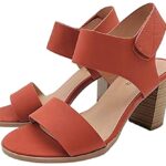 Soda Womens Open Toe Chunky Heel Ankle Strap Shoes Block High Heel Dress Sandals-Wait Burnt Orange Nubuck 8