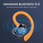 Wireless Earbud, Sport Bluetooth 5.3 Earbud with Earhooks Wireless Earphones in-Ear with Immersive Sound, Bluetooth Headphones IP7 Waterproof, Dual LED Display, 48H Playtime, Noise Cancelling, Orange