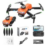 K9 Series Folding Drone with Dual Camera – 4K HD Camera, LED Light, 3-Level Flight Speed, Headless Mode, Altitude Hold Mode, RC Quadcopter with Batteries, Boy’s Best Gifts (S118-Orange)