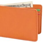 Mens Slim Front Pocket Wallet ID Window Card Case with RFID Blocking – Orange