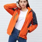 Amxiway Women’s Mountain Waterproof Windproof Fleece 3 in 1 Jacket Ski Hooded Rain Coat(Orange,L)