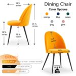 Homedot Set of 4 Home Furniture Chair,Cozy Upholstered Dining Chair Thick Cushion Soft Side Chair Ergonomic Back Reading Living Chair with Solid Black Metal Legs for Kitchen,Dining Room,Orange