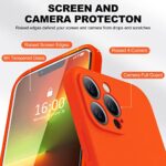 BossKiss Compatible with iPhone 13 Pro Max Case, Premium Liquid Silicone Case [Velvety Touch] [2 Pcs 9H Tempered Glass Screen Protector], Camera All-Round Protection Shockproof Kit Case,Neon Orange