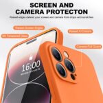 BossKiss Compatible with iPhone 14 Pro Case 6.1 inch, Premium Liquid Silicone Case [Velvety Touch] [2 Pcs 9H Tempered Glass Screen Protector], Camera All-Round Protection Case, Bright Orange