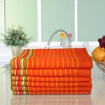 Urban Villa Kitchen Towels Waffle Stripes Dish Towels for Kitchen Orange Waffle Set of 6 Kitchen Towels Highly Absorbent 100% Cotton Over Sized 20X30 in with Mitered Corners Kitchen Hand Tea Towels