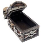 Evil Skull on Treasure Chest Trinket Box Statue with Hidden Storage Compartment for Decorative Gothic Décor or Spooky Halloween Decorations As Jewelry Boxes or Fantasy Office Gifts