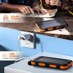 Solar Power Bank, COSO Solar Charger 42800mAh Portable Charger Power Bank with Flashlight & Dual USB Ports External Battery Pack Fast Charge QC3.0 Solar Battery Charger 5V3.1A Power Bank, Orange