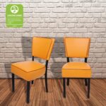 LUCKYERMORE Leather Dining Chairs Set of 2 Modern Classic Leather Side Chair Heavy Duty Kitchen Chairs for Dining Room Cafe Bedroom, Vinyl Orange