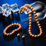 LUREME® Fashion Style Pearl Elastic Necklace Bracelet Dangle Earring Set-Orange(09000649-3)