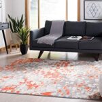 SAFAVIEH Madison Collection 8′ x 10′ Grey/Orange MAD425H Boho Abstract Distressed Non-Shedding Living Room Bedroom Dining Home Office Area Rug