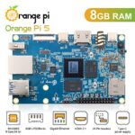 Orange Pi 5 8GB Rockchip RK3588S 8-Core 64 Bit Single Board Computer, Up to 2.4GHz and 8K Video Codec Support Development Board Run Orange Pi/Ubuntu/Debian/Android 12 OS (Pi 5 8GB)