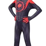 Superhero Cosplay Tight-fitting Jumpsuit for Kids Superhero Role-playing Costume Set for Halloween Costume (Black, Kid-XL)