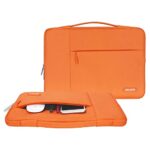 MOSISO Laptop Sleeve Compatible with MacBook Air 13 inch M2 M1 2023-2018/Pro 13 inch 2023-2016, Polyester Multifunctional Briefcase Bag, Orange