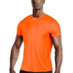 YumiDay Gym Shirt Men Moisture Wicking (Bright Orange,XXL)