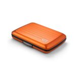 ÖGON -DESIGNS- Aluminum wallet smart case V2 The original reinvented with a metal lock – Strong RFID blocking card holder – Water resistant – Orange