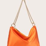 Verdusa Women’s Satin Evening Handbag Shoulder Bag Purse Orange one-size
